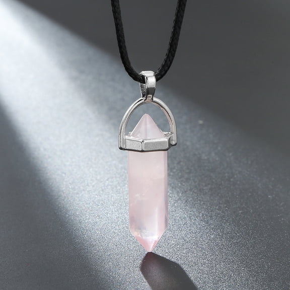Artificial Stone Round Collar Necklace,Rose Quartz,Rose Quartz