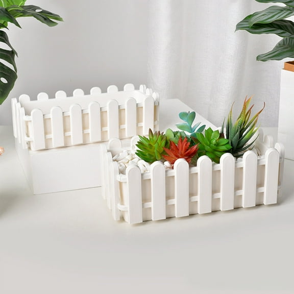 Artificial Succulent Arrangement in Decorative Flower Pot for Fence Window Sill Home Decor, Small Artificial Flower Centerpiece for Table(L)