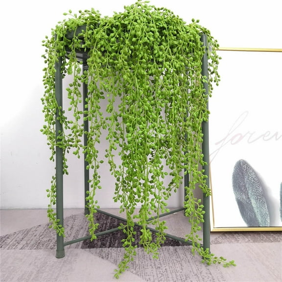 Artificial Succulent Plant, 30 inch Artificial Hanging Vine Plant, Artificial Vines Greenery Garland, Faux Succulents Branch String of Pearls Plant for Home Kitchen Office Wedding Garden