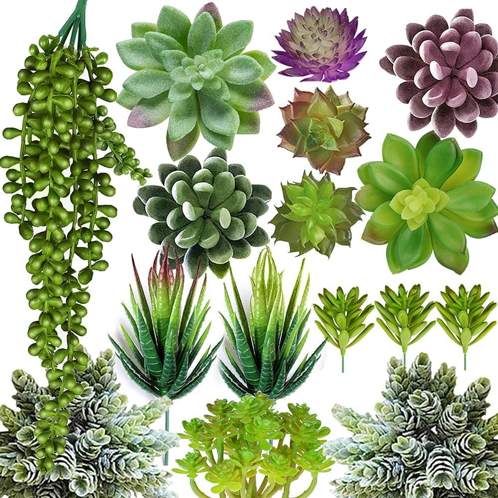 Anoak Artificial Succulent Plants 16 Pcs Set Faux Succulents Unpotted