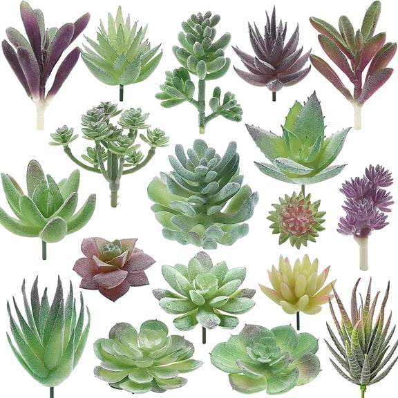 Artificial Succulent Plants - 18 Pack - Premium Fake Plants - Double Flocked Succulents - Realistic Textured Cactus - Face Succulent Plants - Mini Faux Succulents - Face Plant Decor