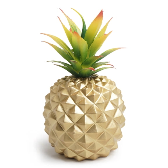 Artificial Succulent Potted Pineapple Decor - Fake Pineapple Home Office Kitchen Table Decoration (Gold)
