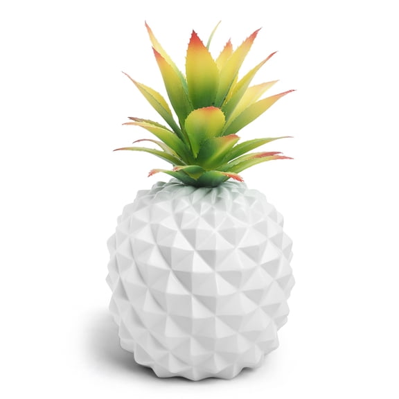 Artificial Succulent Potted Pineapple Decor - Fake Pineapple Home Office Kitchen Table Decoration (White)