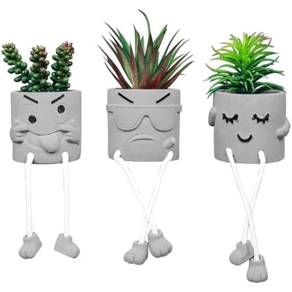 Artificial Succulent Set, Succulents Plants Artificial, Fake Mini Plants in Pots, Faux Plants Kitchen Shelf Desk Decor, Small Bathroom Decor for Shelves (3 PCS Set/B)