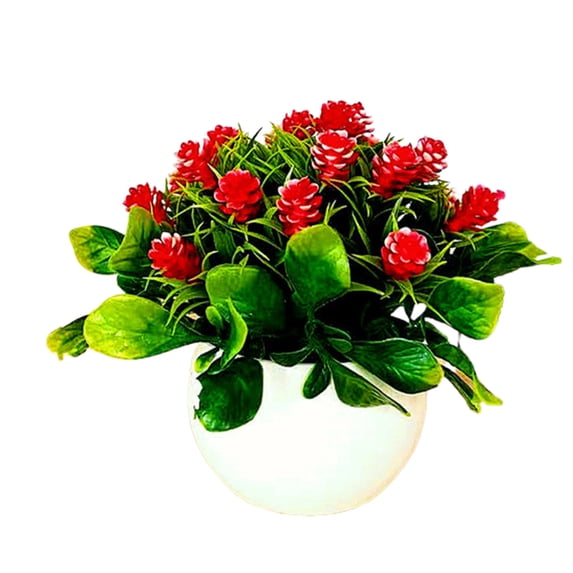 Artificial Succulents Mini Realistic Fake Plants with Plastic Pots for Home and Office Decoration 1 Set Artificial Bonsai Non-fading Practical Plastic Simulation Pine Cone Plants