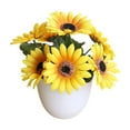 thumbnail image 1 of Artificial Sunflower Arrangement in White Ceramic Pot for Home Decor Realistic Faux Flowers for Indoor Decoration, 1 of 2