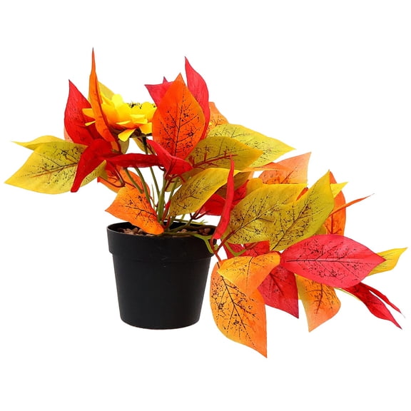 Artificial Sunflower Bonsai Centerpiece for Thanksgiving Home Decor, 3-Piece Autumn Leaf Arrangement, Festive Table Display for Dining Room, Living Room, Foyer