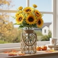 thumbnail image 1 of Artificial Sunflower Bouquet Fall Table Decor, Thanksgiving Faux Flower Arrangement for Dining Table, Coffee Table, Window Sill, Vase (4 Colors), 1 of 6