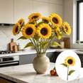 thumbnail image 1 of Artificial Sunflower Bouquet Faux Silk Sun Flower Stems Home Living Room Office Floor Vase Decor Wedding Farmhouse Table Centerpiece Floral Arrangement Natural Style Decoration, 1 of 6