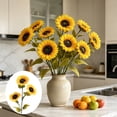 thumbnail image 1 of Artificial Sunflower Bouquet Faux Silk Sun Flower Stems Home Living Room Office Floor Vase Decor Wedding Farmhouse Table Centerpiece Floral Arrangement Natural Style Decoration, 1 of 6
