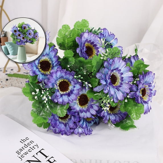 Artificial Sunflower Bouquet - Realistic Fake Flowers, Small Bunch for ...