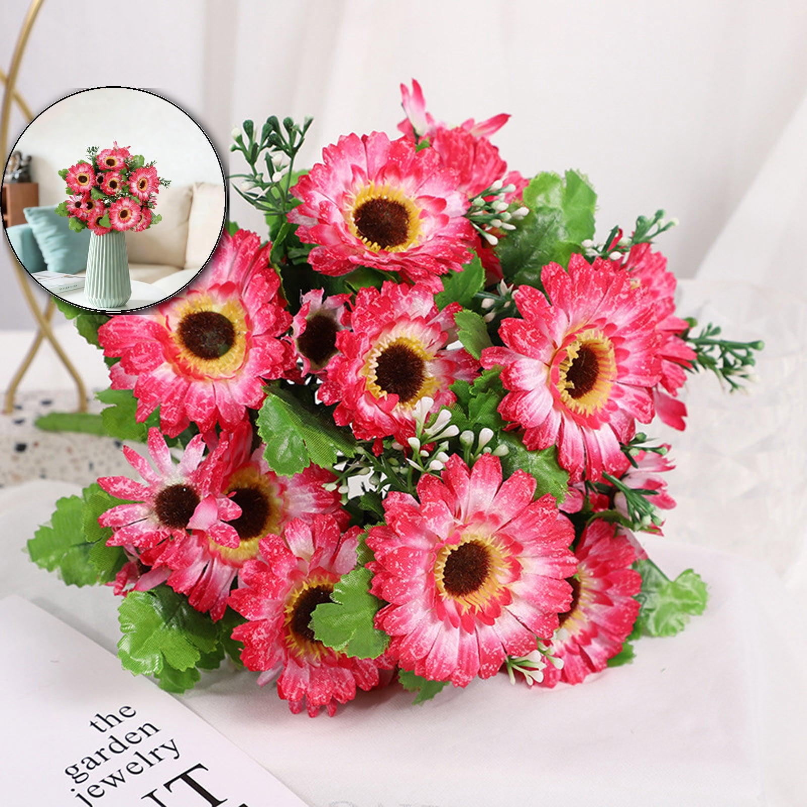 Artificial Sunflower Bouquet - Realistic Fake Flowers, Small Bunch for ...