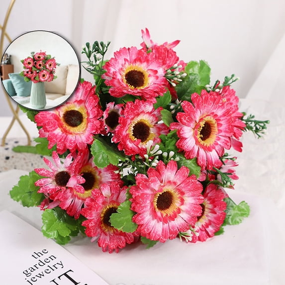 Artificial Sunflower Bouquet - Realistic Fake Flowers, Small Bunch for Home Decor, Table Centerpieces