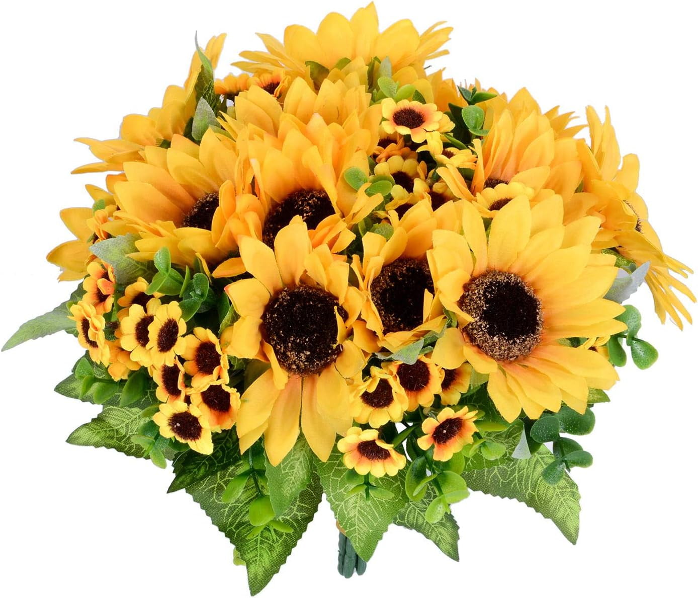 Artificial Sunflower Bouquet, Silk Sunflowers Fake Yellow Flowers for ...