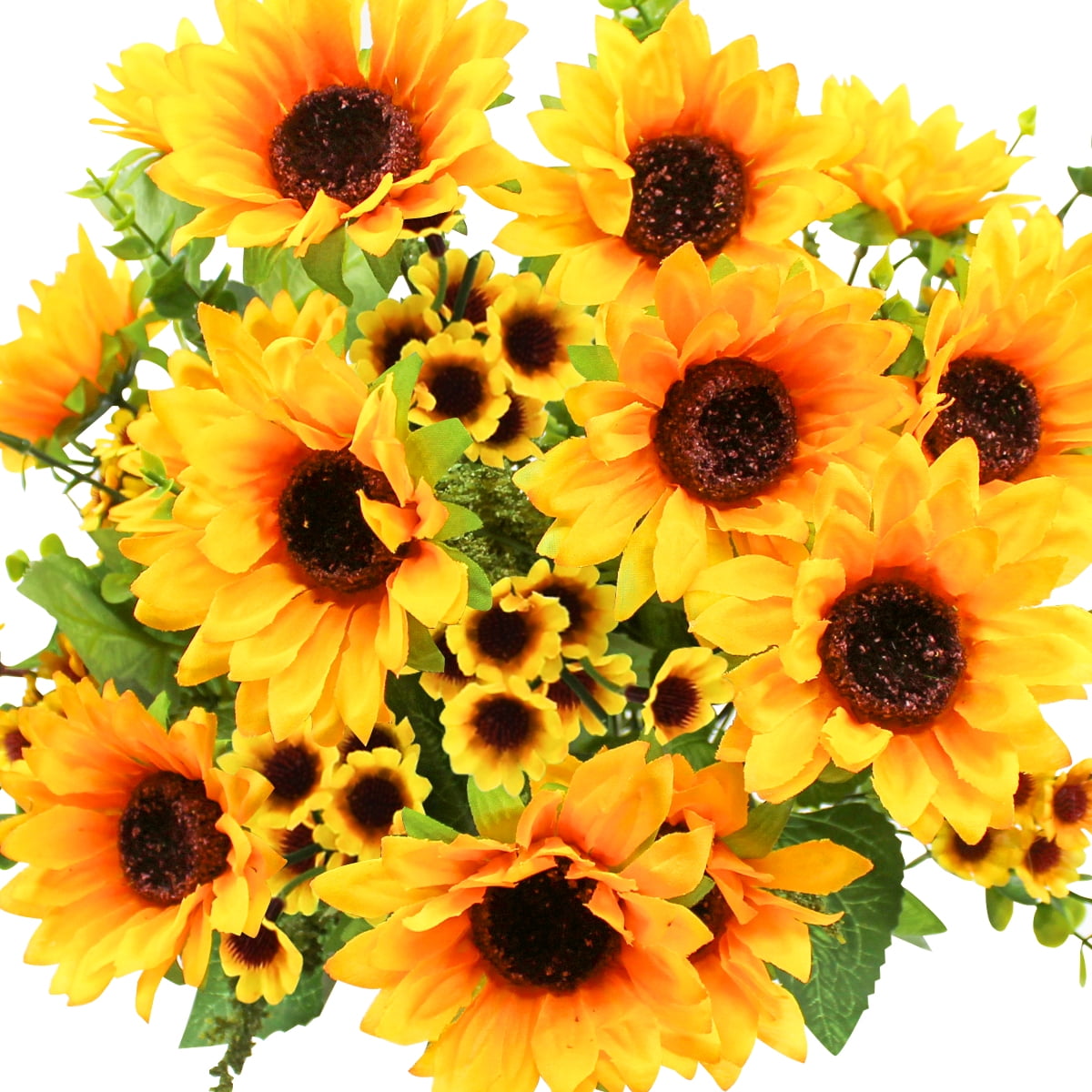 Artificial Sunflower Bouquets 2 Bunches Fake Silk Sunflowers for Bridal ...