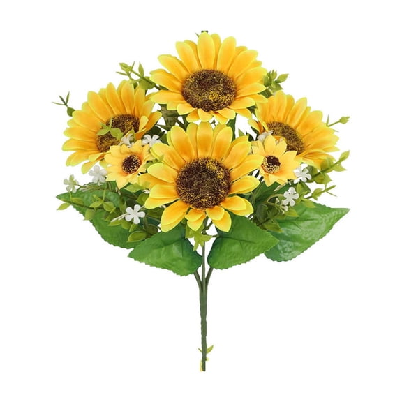 Artificial Sunflower Bouquets Home Garden Decoration Outdoor Courtyard Fence Bonsai Ornaments, Exquisite Lifelike Fake Flowers All-Weather Low Maintenance Use