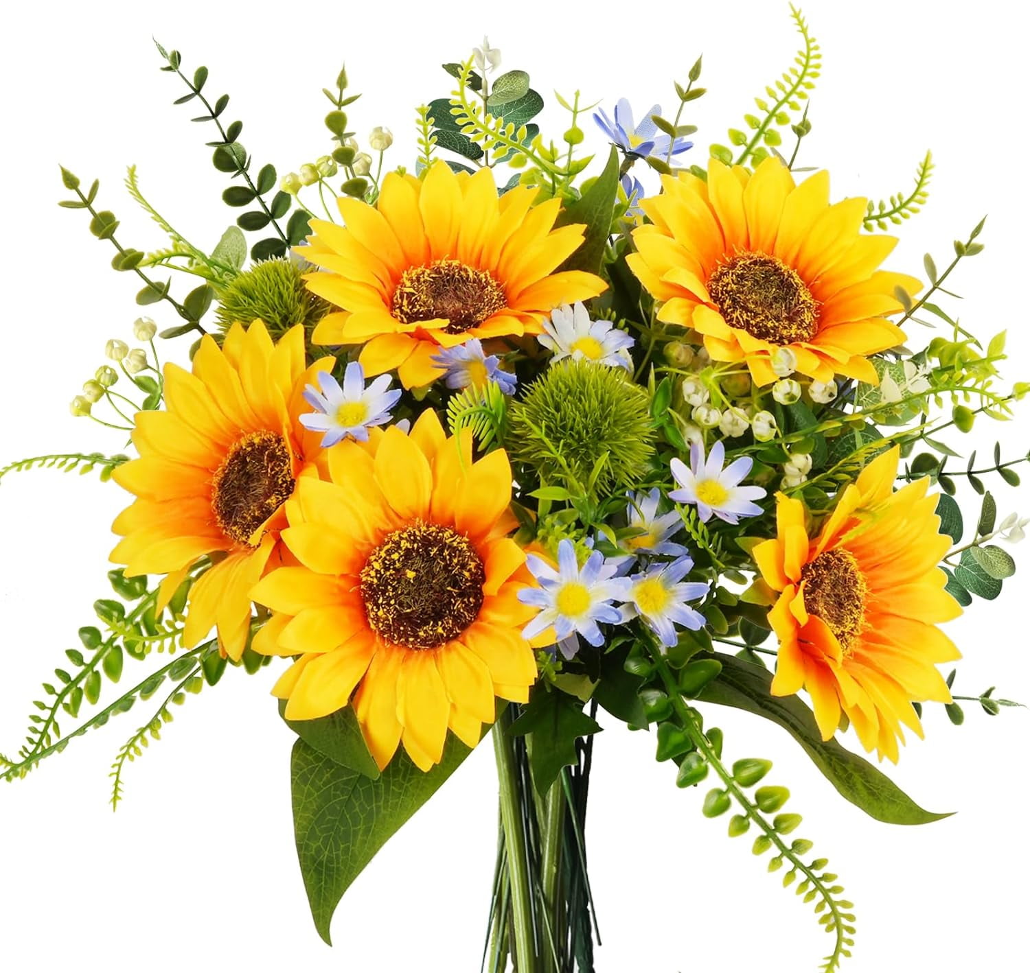Artificial Sunflower Bouquets Spring Silk Sunflowers in Vase Summer ...