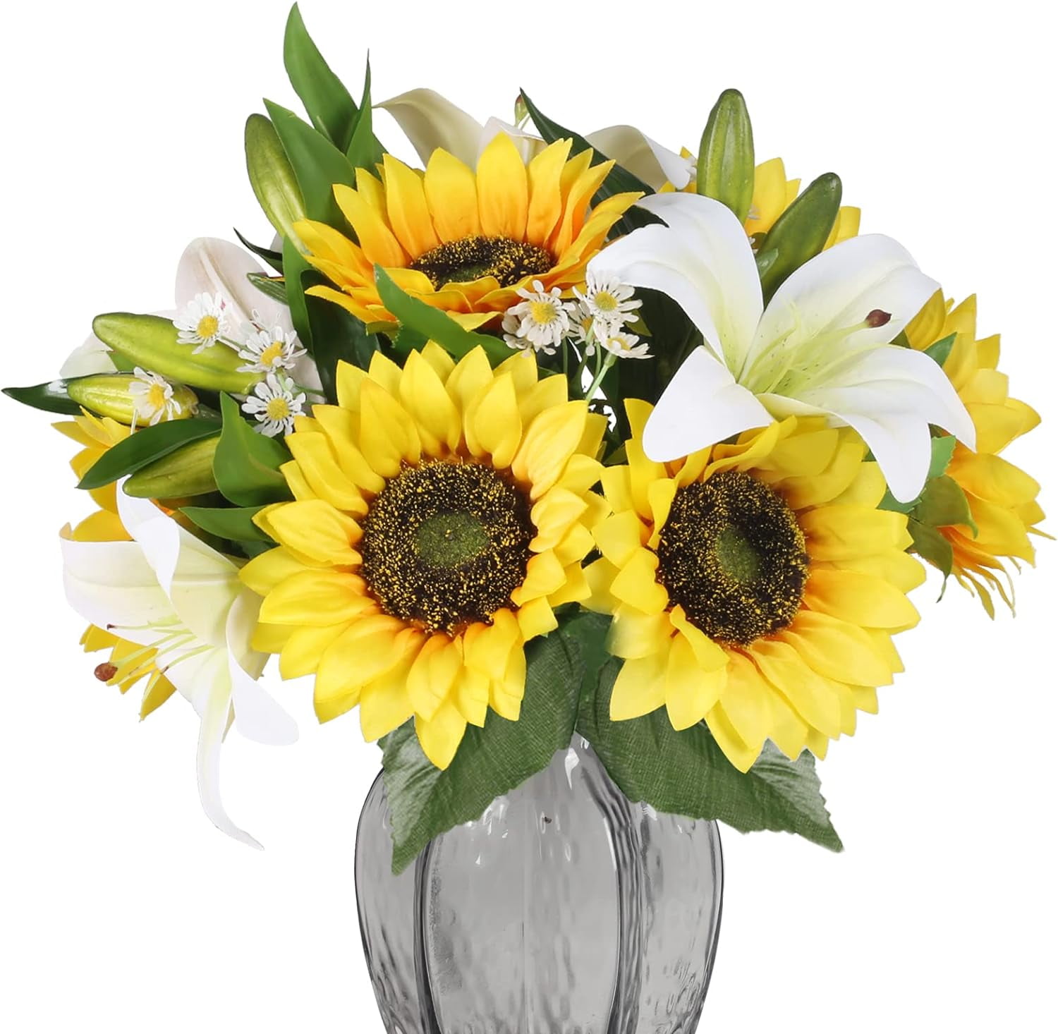 Artificial Sunflower Bouquets Spring Silk Sunflowers in Vase Summer ...