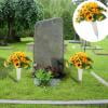 Artificial Sunflower Cemetery Bucket Bouquet, Weather Resistant Lifelike Craft, Easy Place Long Lasting Design, Grave Floral Arrangement for Memorial Day and Independence Day Tribute