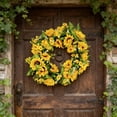 thumbnail image 1 of Artificial Sunflower Easter Wreath for Front Door & Wall Hanging, Bright Floral Garland Ambiance Easter Decor for Home/Porch/Party, Faux Sunflower Ornament for Spring & Summer Seasonal Use, 18in, B, 1 of 6