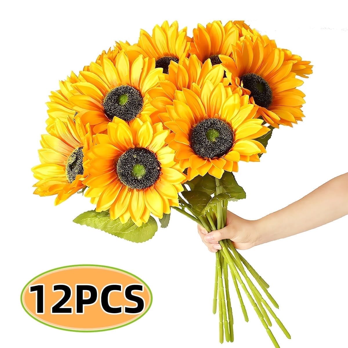 Artificial Sunflower Fake Silk Sunflowers Long Stem Sunflower Decor for ...
