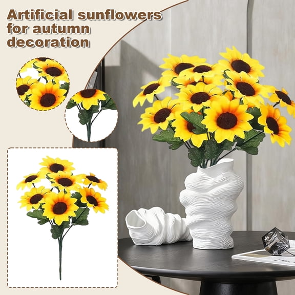 Artificial Sunflower Fall Decor - Uv Resistant Flowers Fade Resistant - For Indoor Outdoor Wedding Garden Patio Decor