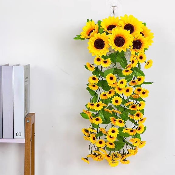 Artificial Sunflower Garland 27.5 Inch Yellow Floral Vine Rattan for Indoor Outdoor Wedding Arch Staircase Porch Home Decor