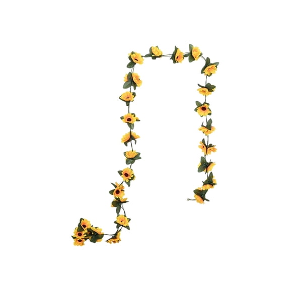 Artificial Sunflower Garland 8FT Silk Sunflower Hanging Vine Flowers Garland with Green Leaves for Wedding Party Table Garden Decoration