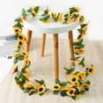 thumbnail image 1 of Artificial Sunflower Garland | Silk Fabric & Plastic Floral String | 2.5m/98in Lifelike Yellow Flowers | Indoor Outdoor Home Decor | Party Wedding Hanging Display, 1 of 6