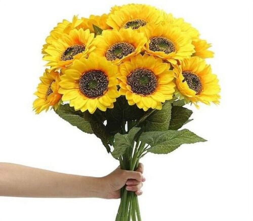 Realistic 7 Heads of Sunflower Bouquet 14'' Tall – Anna & Alyssa Home Decor