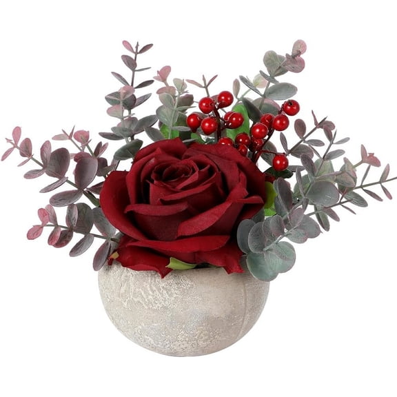 Artificial Sunflower Potted Flower Small- Fake Eucalyptus & Sunflower Arrangement: Table Centerpiece, Faux Summer Flower Decoration for Table Office Home Bathroom Kitchen Farmhouse Cute