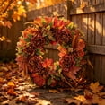 thumbnail image 1 of Artificial Sunflower Pumpkin Berry Wreath, Thanksgiving Halloween Party Table Decor, Front Door Indoor Wall Hanging Window Decoration, 1 of 6