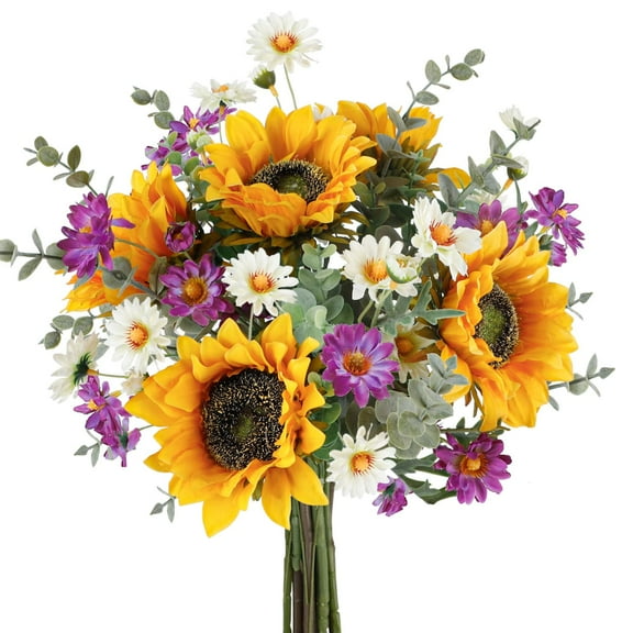 Artificial Sunflowers Bouquet Fake Flower Bouquet with Sunflowers for Bridal Wedding Centerpieces Decor