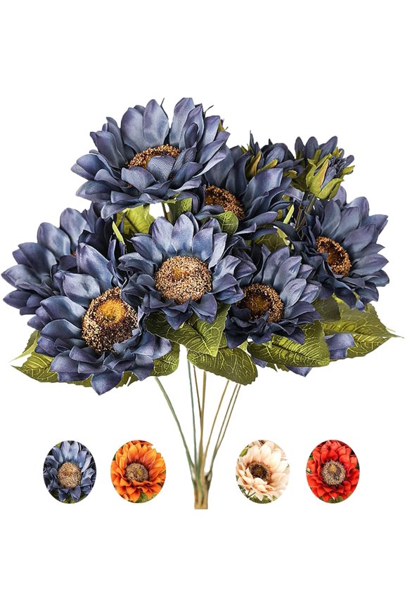 Artificial Sunflowers Bouquet Fake Vintage Sunflower Autumn Flower for Decoration,9 Floral Heads Faux Flowers Bunch for Home Decor-Vintage Yellow