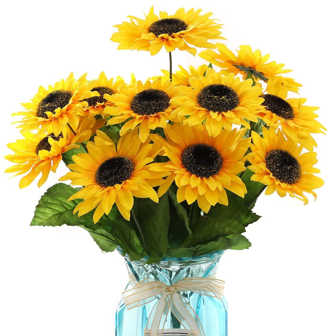 Artificial Sunflowers Bouquet with 7 Heads Fake Silk Sunflowers Bouquet