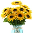 thumbnail image 1 of Artificial Sunflowers Bouquet with 7 Heads Fake Silk Sunflowers Bouquet for Home Office Parties and Wedding Decoration, 1 of 8