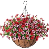 Artificial Sunflowers Fake Hanging Flowers Plants Baskets for Outdoor Spring Summer Decoration, Faux Silk Flowers Look Real UV Resistant for Porch Patio Garden Summer Home Decor