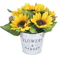 thumbnail image 1 of Artificial Sunflowers Pot, Silky Artificial Flower Daisy Metal Pot Bonsai, Artificial Flowers in Metal Potted, Silk Sunflower Bouquet with Vase for Garden Wedding Centerpieces Decor, 1 of 5