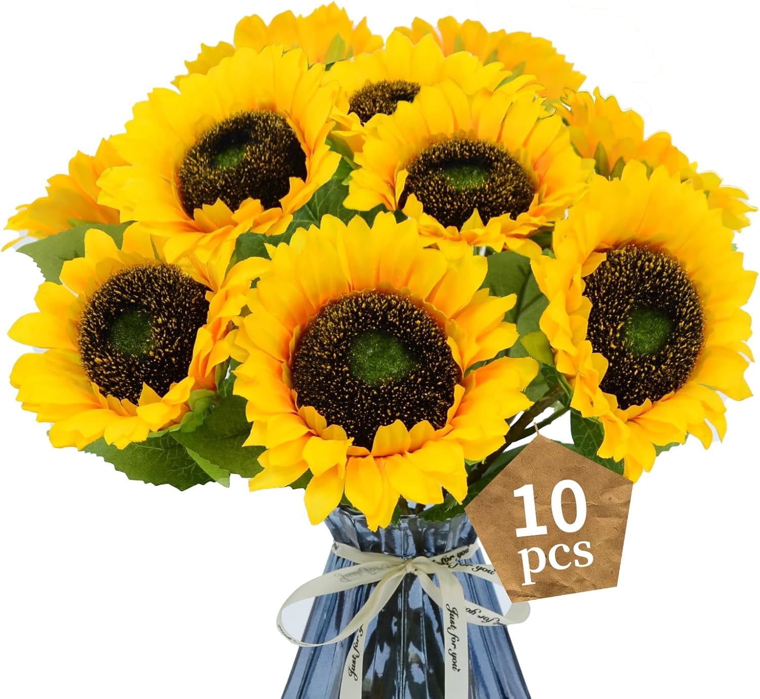 Artificial Sunflowers with Stems, 10 Pcs 4 Inch Sunflowers Artificial ...