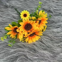 Artificial Sunflowers Verdsylv 1 Stem Artificial Sunflower, Realistic Silk Bloom for Wedding Bouquet Centerpiece, Rustic Country Home Kitchen Window Display Decor, Autumn Artificial Faux Flowers, B