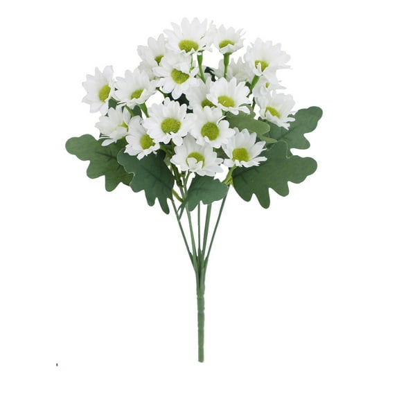 Artificial Sunset Mums Artificial Daisy Bouquet, Lifelike Silk Flowers for Home Wedding Party Office Decoration, Realistic Faux Floral Arrangement with Green Leaves, Long Stem