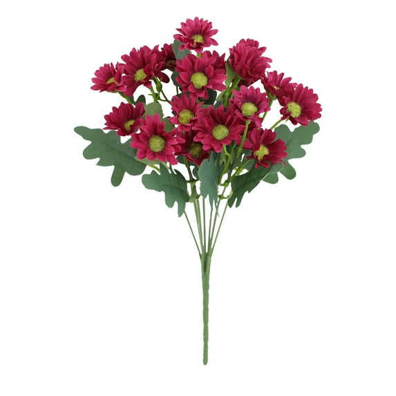 Artificial Sunset Mums Artificial Daisy Bouquet, Lifelike Silk Flowers for Home Wedding Party Office Decoration, Realistic Faux Floral Arrangement with Green Leaves, Long Stem