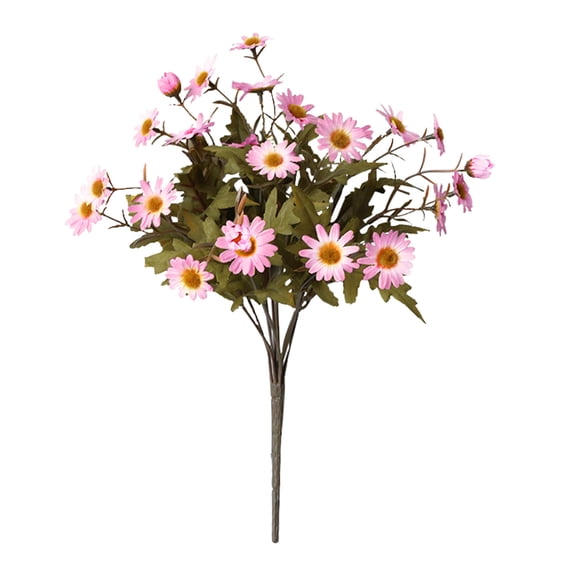 Artificial Sunset Mums Outdoor - Weather Resistant Fall Flowers with Green Leaves, Daisy Blooms for Garden Porch Planter Decor, Waterproof Windproof Autumn Home Decorations