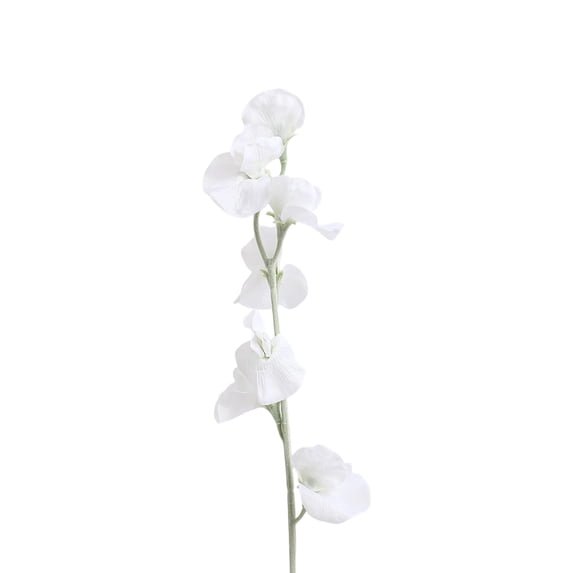 Artificial Sweet Pea Silk Flower Stems, 24.4 Inch Realistic Faux Floral Branches for Vase Arrangement Wedding Table Centerpiece Indoor Home Decor White