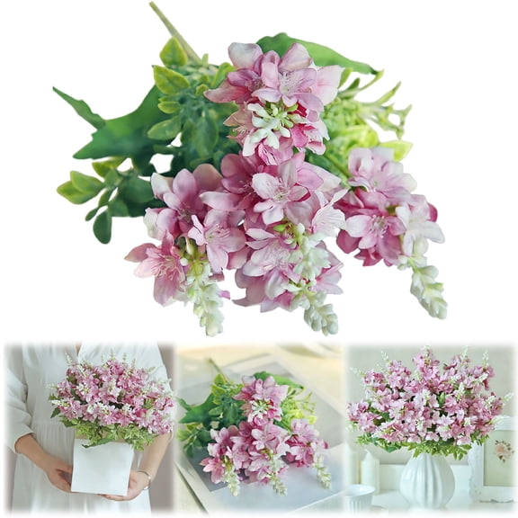Artificial Tail Orchid Flowers,Artificial Hydrangea Flower Bouquets Faux Silk Flowers for Wedding Home Table Centerpiece Spring Summer Decor,A