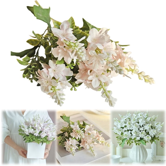 Artificial Tail Orchid Flowers,Artificial Hydrangea Flower Bouquets Faux Silk Flowers for Wedding Home Table Centerpiece Spring Summer Decor,C