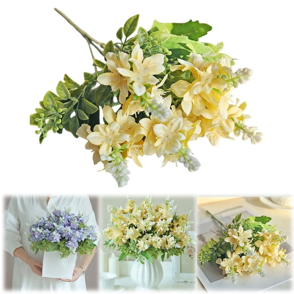 Artificial Tail Orchid Flowers Bouquet For Home Decor Wedding Table Centerpieces Craft(5 Heads Yucca Gloriosa)