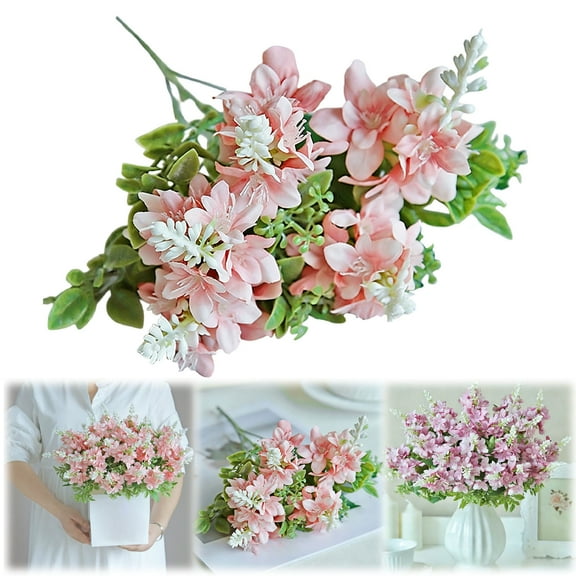 Artificial Tail Orchid Flowers Bouquet For Home Decor Wedding Table Centerpieces Craft(5 Heads Yucca Gloriosa)