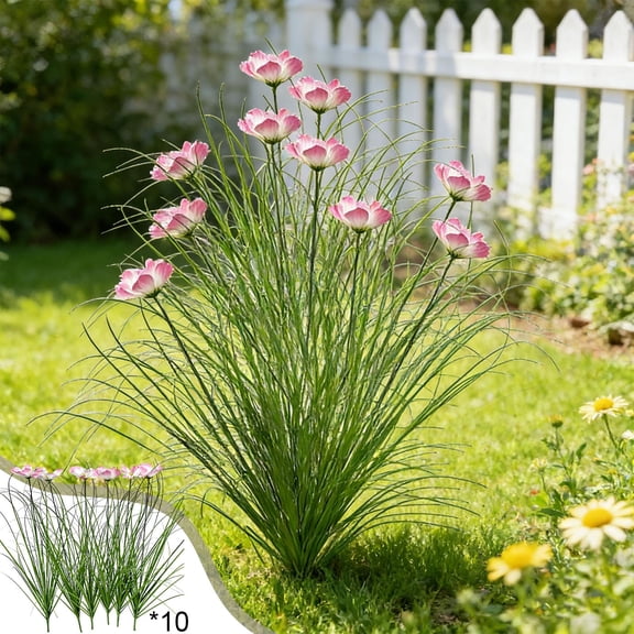 Artificial Tall Grass Stems 10 Pack Plastic Greenery for Indoor Outdoor Decor, Faux Plants for Vases, Floral Arrangements, Wall Panels and Landscaping Crafts