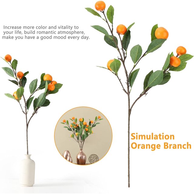 Artificial Tangerine Branches, 25.59In Simulation Orange Branch Kumquat
